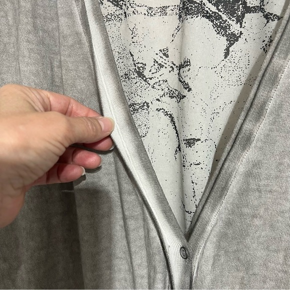 SANDWICH Distressed Grey Knit Cardigan with Sheer Back Panel, Size X-Small -#238 - Picture 7 of 12
